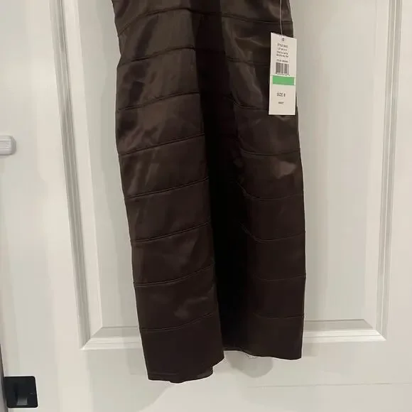NWT Ignite Evenings Carol Lin Women's Stretch Satin Halter Dress Brown  Size 8 - www.threedaughtersproperties.com